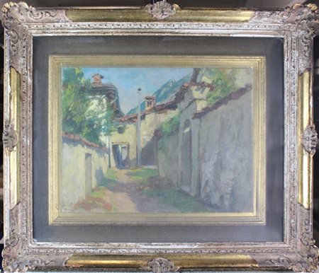 Riccardo Galli "Viottolo a Barzio" 
olio su compensato (cm 25x35)
firmato in bas