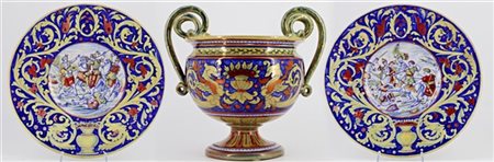 Manifattura Rubboli, Gualdo Tadino. Lotto composto da un vaso biansato e coppia