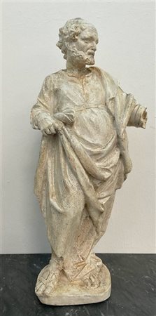 Arte del secolo XIX. Figura di santo, scultura in scagliola (h cm 52) (mancanze