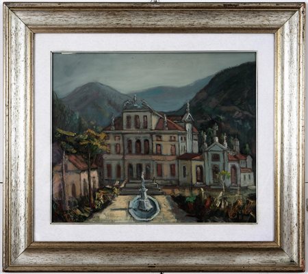 Firmato in basso a destra. Al retro firma e titolo. Cornice presente.