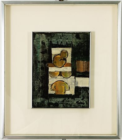 Firma illeggibile in basso a destra. Al retro firma, titolo e anno. Cornice...