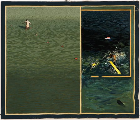 Firma e data in basso a destra. Al retro firma, titolo, anno, dimensioni e...