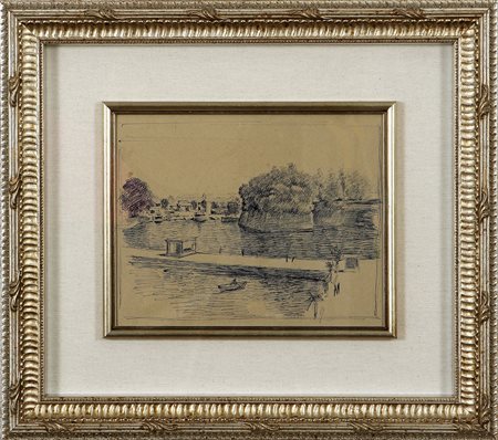 Firmato in basso a destra. Timbro della "Galleria Arte-Mercato, Verona"...