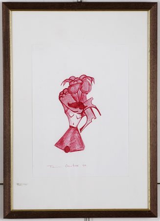 Firma e data in basso a biro. Cornice presente.