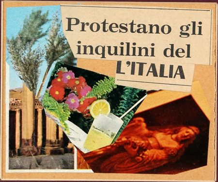 LAMBERTO PIGNOTTI 1926 " Protestano gli inquilini ", 1968 Collage su cartone,...