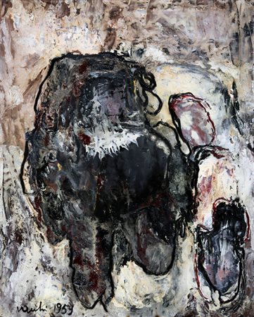 SERGIO VACCHI 1925 " Piccolo racconto n. 13 ", 1959 Olio su tela, cm. 80 x 65...