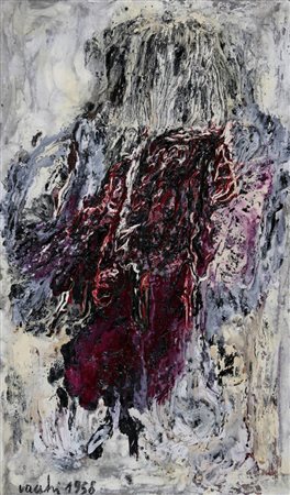 SERGIO VACCHI 1925 " Paesaggio animale ", 1958 Olio su tela, cm. 100 x 60...