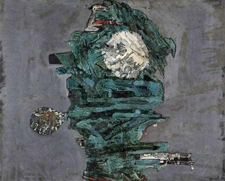 FRANCOIS ARNAL 1924 - 2012 " L'enfant bleu ", 1954 Olio su tavola, cm. 80 x...