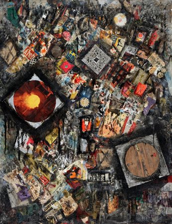 FRANZ BEER 1929 " Collage numero 4 ", 1956 Tecnica mista e collage su tavola,...