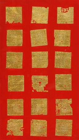 REMO BIANCO 1922 - 1988 " Tableau doré ", 1970 Tecnica mista e foglia d'oro...