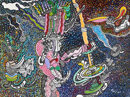 CARLOS BOIX 1949 " Flores tropicales ", 1991 Acrilico su tela, cm. 60 x 80...