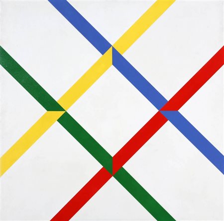 EDOARDO LANDI 1937 " Struttura cino - prospettica ", 1978 Acrilico su tela,...