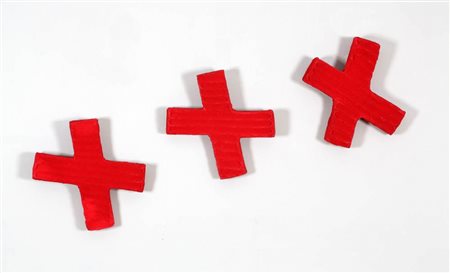 PINO PINELLI 1938 " Pittura R ", 1996 Tecnica mista su 3 elementi, cm. 41 x...