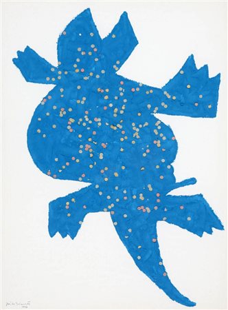 JOSE' DE GUIMARAES 1939 " Crocodilo ", 1992 Acrilico e collage su carta, cm....