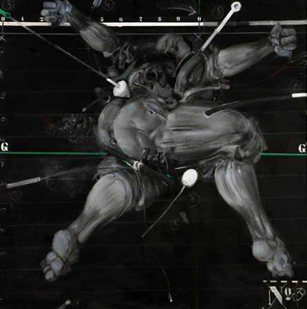 VLADIMIR VELICKOVIC 1935 " N° 3 Sans titre ", 1970 Olio su tela, cm. 80 x 80...