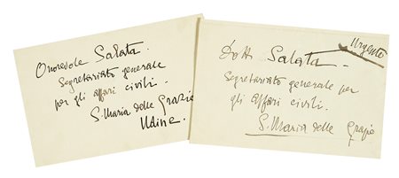 D'Annunzio Gabriele, 2 buste autografe inviate a Francesco Salata, Segretario...