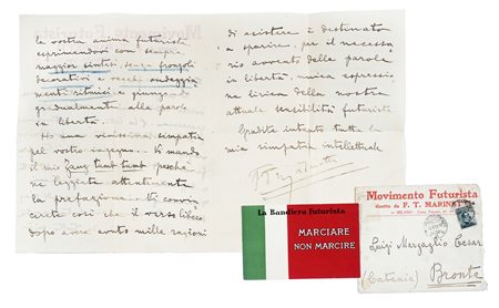 Marinetti Filippo Tommaso, Lettera firmata F.T. Marinetti inviata a Luigi...