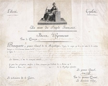 Napoléon - Imperatore dei francesi, Brevet d'honneur con firma autografa...