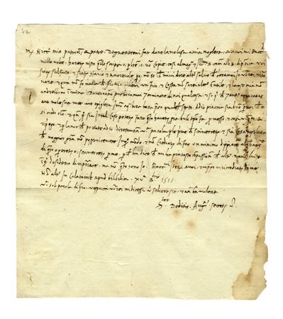 Vespucci Agostino, Lettera autografa, firmata Agostinus secretarius, inviata...