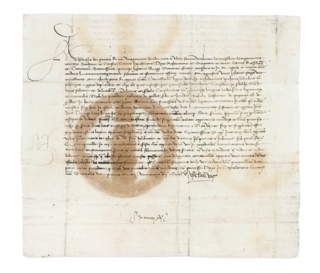 Alfonso V d'Aragona, Documento firmato dal vice cancelliere del re e inviato...