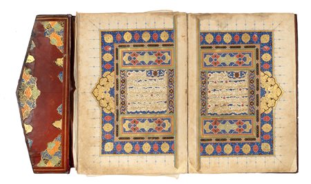 Sontuoso primo ǧuz᾽ di Corano safavide. Fine del XVI secolo. Manoscritto...