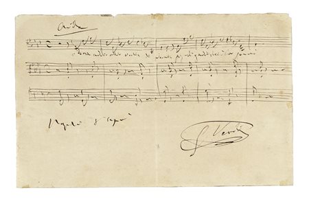 Verdi Giuseppe, Citazione musicale da Aida autografa e firmata. Datata 8...