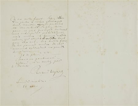 Wagner Richard, Lettera autografa firmata, inviata ad un caro amico. Datata...