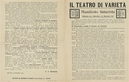 Marinetti Filippo Tommaso, Man[ifesto] dei Drammaturghi futuristi. Milano:...
