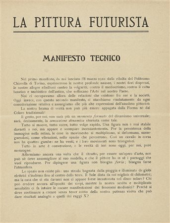 Boccioni Umberto e altri, La pittura futurista. Manifesto tecnico. Milano:...
