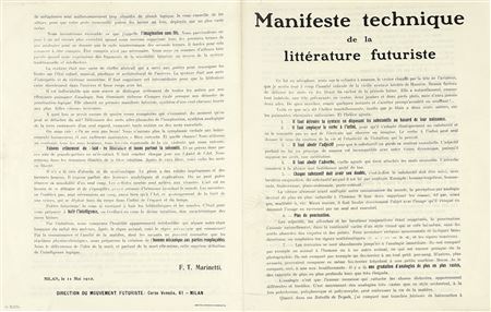 Marinetti Filippo Tommaso, Manifeste technique de la littérature futuriste....