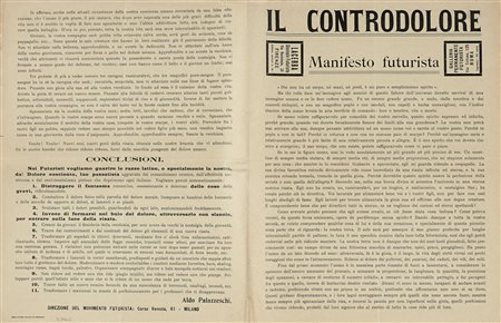 Palazzeschi Aldo, Il controdolore. Manifesto futurista. Milano: Direzione del...