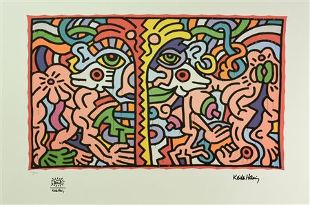D'apres Keith Haring UNTITLED foto-litografia, cm 50x70; es. 105/150 firma in...
