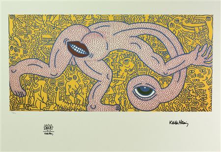 D'apres Keith Haring UNTITLED foto-litografia, cm 50x70; es. 57/150 firma in...