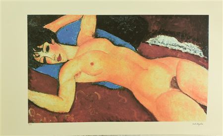 D'apres Amedeo Modigliani NUDO FEMMINILE foto-litografia su carta, cm 50x78;...