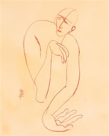 GIANBAR (Gianni Baretta) FIGURA carboncino su cartoncino, cm 44,5x32 firma