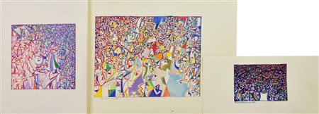 Enzo Branca COMPOSIZIONI, 1980-81 -matite colorate su carta, cm 33x50 firma e...