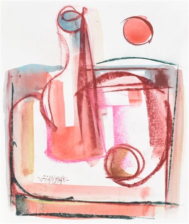 GIANBAR (Gianni Baretta) NATURA MORTA tecnica mista su cartone, cm 25x21 firma