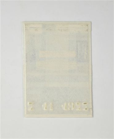 Enzo Bersezio BIOGRAFICO - 7 11 1977 tecnica mista su carta, cm 13,5x9,5 sul...