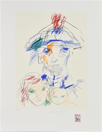 Ernesto Treccani I CARABINIERI...UNA FAMIGLIA, 2003 litografia, cm 70x50; es....
