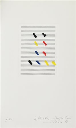 Giuseppe Chiari SENZA TITOLO serigrafia; P.A. firma e dedica ad personam