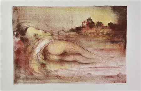 Giuseppe Ajmone NUDO litografia su carta, cm 50x70; es. XVI/XXV firma e...