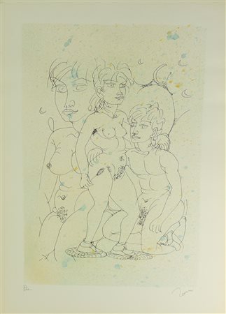 Tono Zancanaro FIGURE FEMMINILI litografia su carta, 70x50; es. P. di C....