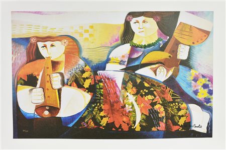 Vittorio Maria Di Carlo SERENATA serigrafia su tela, cm 60x80; es. 54/150...