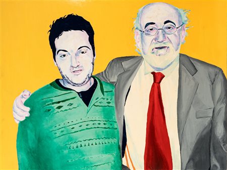 SIMONE PANZERI(1976)Io e Emilio Mazzoli2001Acrilico su tavola in legno90 x...