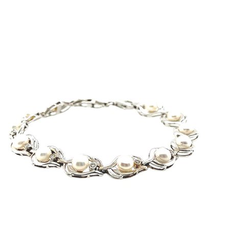 BRACCIALETTO IN ORO BIANCO 13.88 GR CON PERLE E DIAMANTI - AI30501