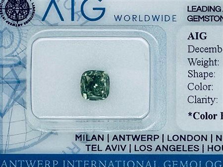 DIAMANTE 1,27 CARATI FANCY VERDE* GIALLOGNOLOVIVIDO COLORE ESALTATO - VVS2 - C31202-3