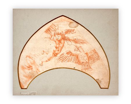 ANONIMO (SCUOLA DEL XVIII SECOLO) - Putto e acquila da Raffaello, affresco di Villa Farnesina