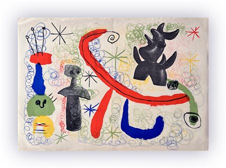 JOAN MIRÓ (1893-1983) - Personnages et animaux, 1950