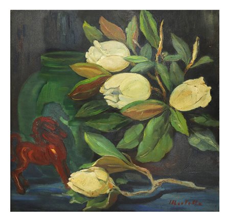 Giuseppe Marletta (Catania 1892-Valverde 1985)  - Natura morta di fiori di magnolia
