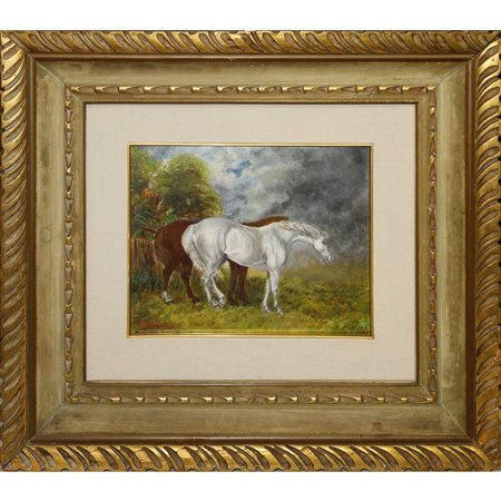 Sebastiano De Albertis (Milano  1828-Milano 1897)  - Coppia di cavalli, 20th secolo